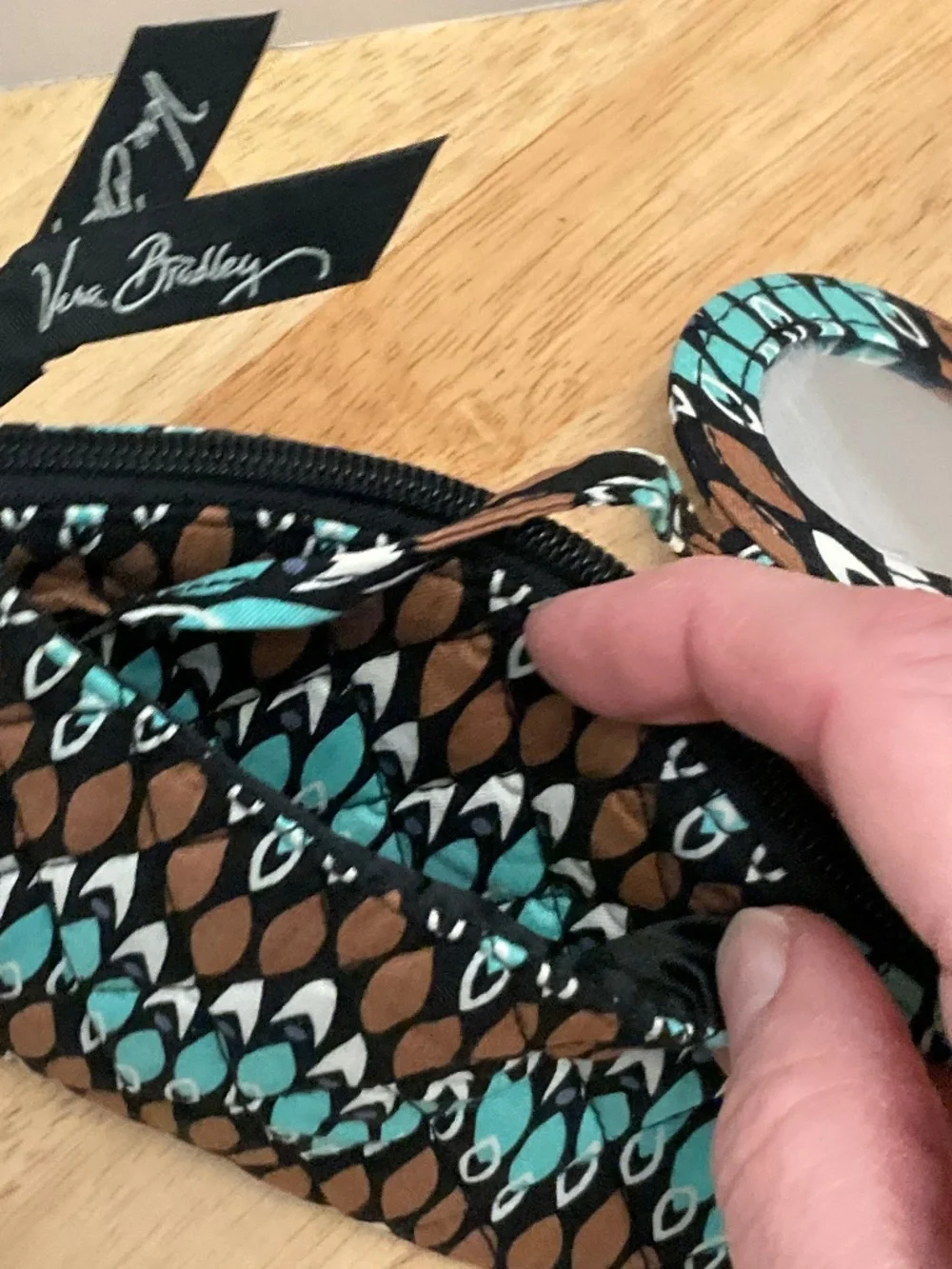 Vera Bradley Quilted Lined Cosmetic Makeup Bag Pouch w/ Mirror Sierra Stream